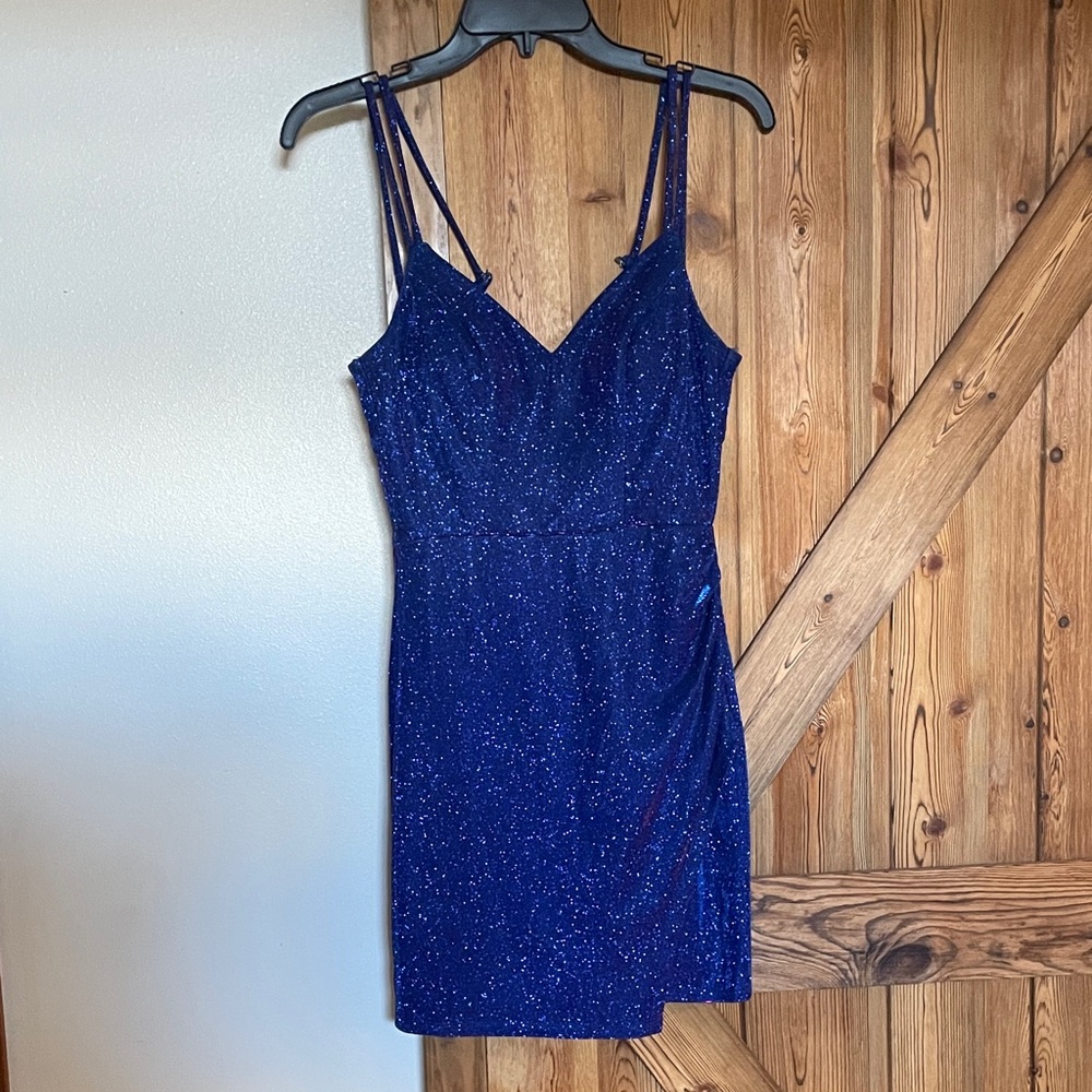 City Triangles Navy Glitter Mini Dress